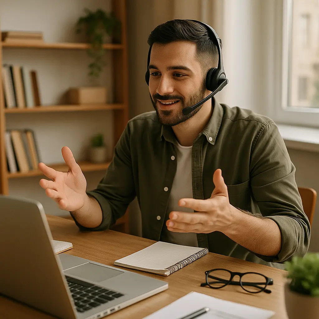 Sales coach presenting sales webinar for small business founders